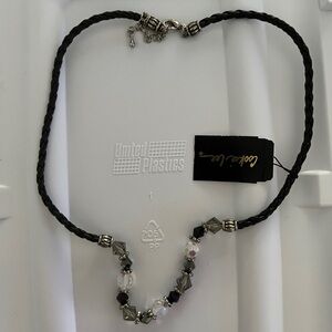 Large Black White & Grey Crystal Necklace